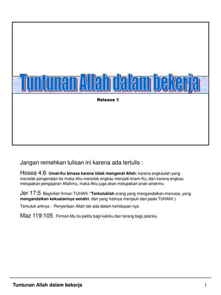 Tuntunan Allah dalam bekerja