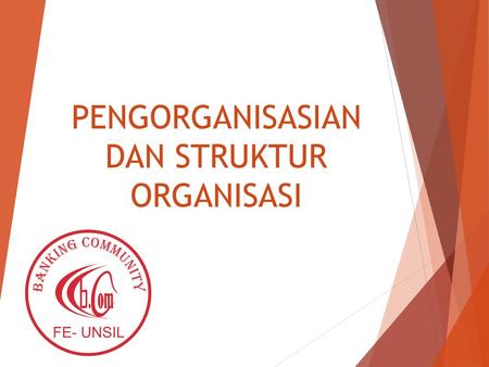 PENGORGANISASIAN DAN STRUKTUR ORGANISASI