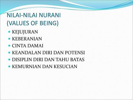 NILAI-NILAI NURANI (VALUES OF BEING)