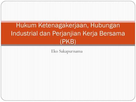 Hukum Ketenagakerjaan, Hubungan Industrial dan Perjanjian Kerja Bersama (PKB) Eko Sakapurnama.