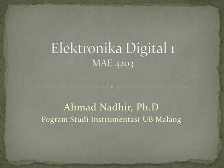 Elektronika Digital 1 MAE 4203