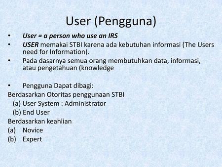 User (Pengguna) User = a person who use an IRS