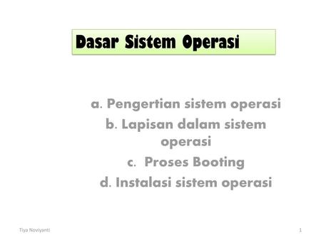 Dasar Sistem Operasi a. Pengertian sistem operasi