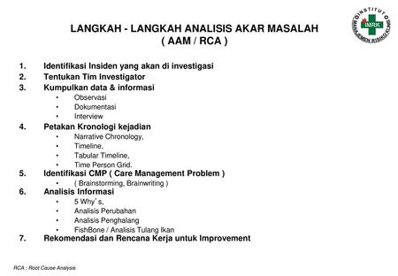 LANGKAH - LANGKAH ANALISIS AKAR MASALAH ( AAM / RCA )