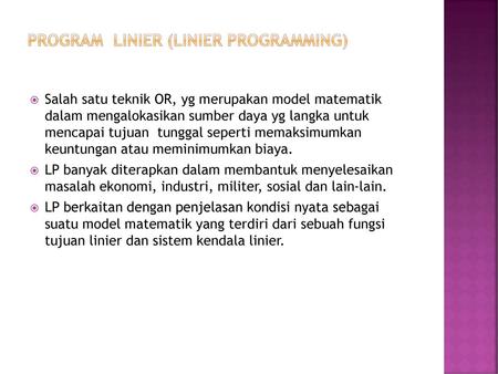 Program Linier (Linier Programming)