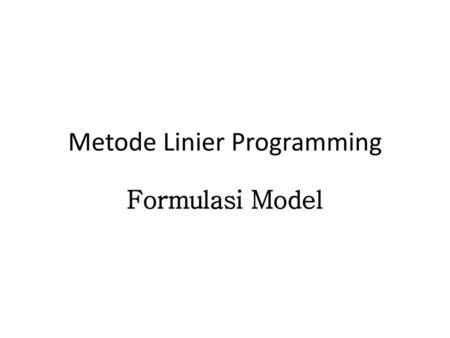 Metode Linier Programming