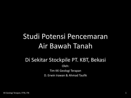 Studi Potensi Pencemaran Air Bawah Tanah