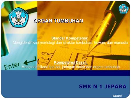 ORGAN TUMBUHAN SMK N 1 JEPARA Standar Kompetensi: