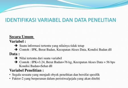 IDENTIFIKASI VARIABEL DAN DATA PENELITIAN