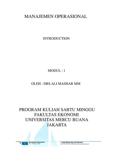 PROGRAM KULIAH SABTU MINGGU FAKULTAS EKONOMI UNIVERSITAS MERCU BUANA