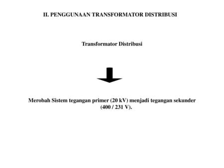 II. PENGGUNAAN TRANSFORMATOR DISTRIBUSI
