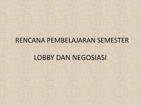 RENCANA PEMBELAJARAN SEMESTER