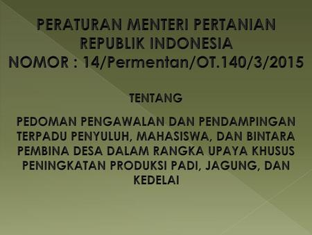 PERATURAN MENTERI PERTANIAN REPUBLIK INDONESIA