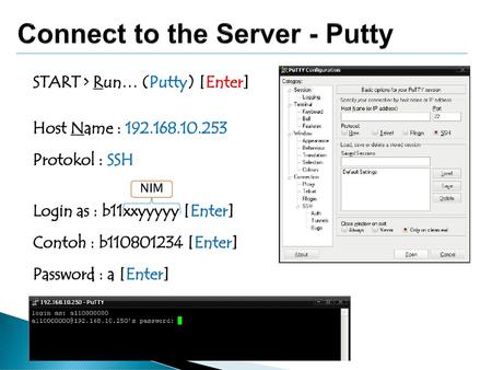 Connect to the Server - Putty