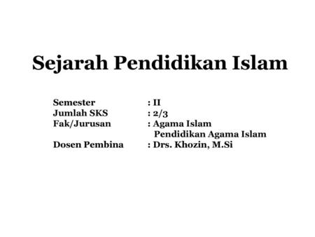 Sejarah Pendidikan Islam