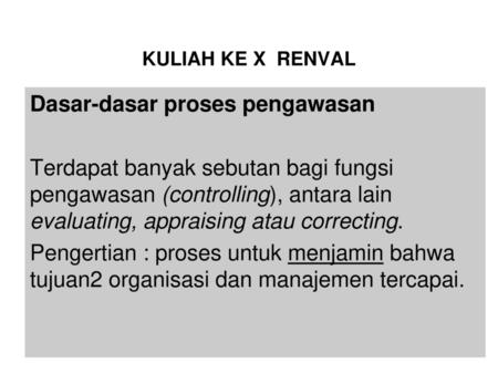 Dasar-dasar proses pengawasan