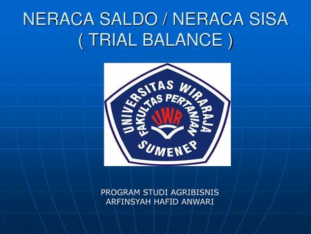 NERACA SALDO / NERACA SISA ( TRIAL BALANCE )