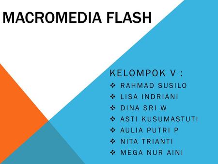 MACROMEDIA FLASH KELOMPOK V : Rahmad Susilo Lisa Indriani Dina Sri W