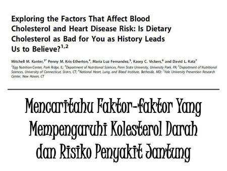 Mencaritahu Faktor-faktor Yang Mempengaruhi Kolesterol Darah