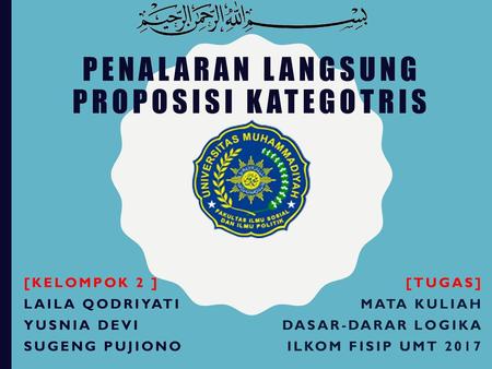 PENALARAN LANGSUNG PROPOSISI KATEGOTRIS