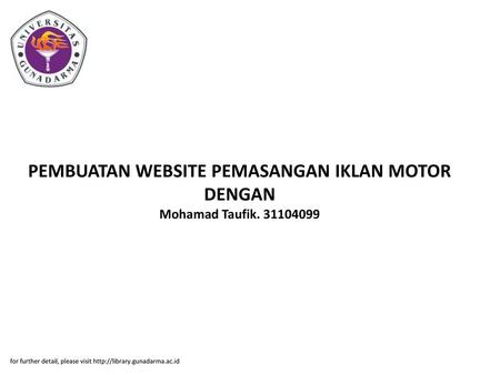 PEMBUATAN WEBSITE PEMASANGAN IKLAN MOTOR DENGAN Mohamad Taufik