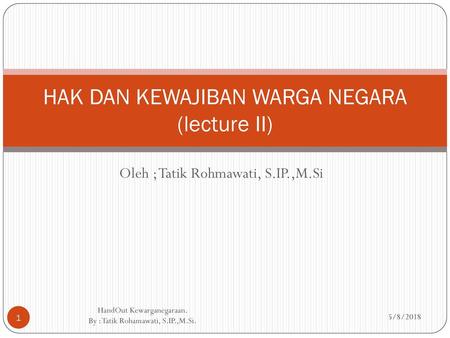 HAK DAN KEWAJIBAN WARGA NEGARA (lecture II)