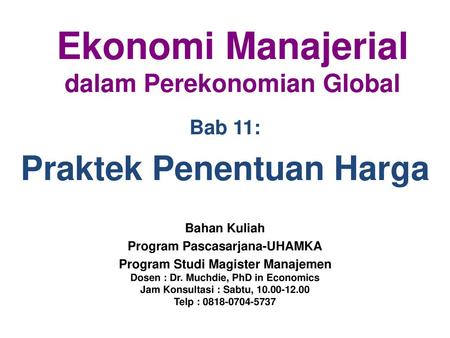 Ekonomi Manajerial dalam Perekonomian Global