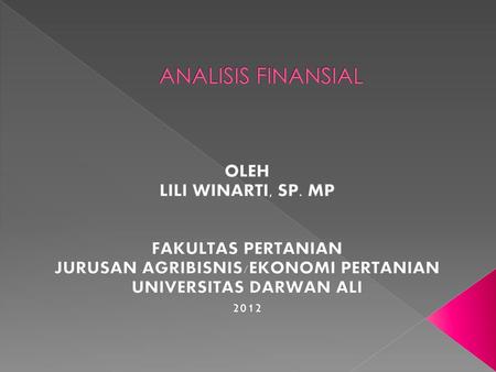 Analisis Finansial Kelayakan Usaha Ppt Download