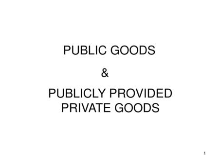 PUBLIC GOODS & PUBLICLY PROVIDED PRIVATE GOODS.
