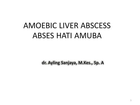 AMOEBIC LIVER ABSCESS dr. Ayling Sanjaya, M.Kes., Sp. A