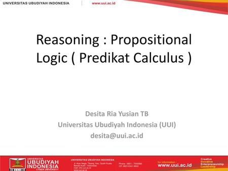 Reasoning : Propositional Logic ( Predikat Calculus )