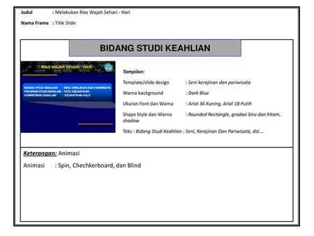 BIDANG STUDI KEAHLIAN Keterangan: Animasi