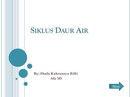 S IKLUS D AUR A IR By: Shafa Kahransya Rifti Afa 5D Next.