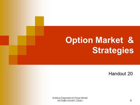 Option Market & Strategies