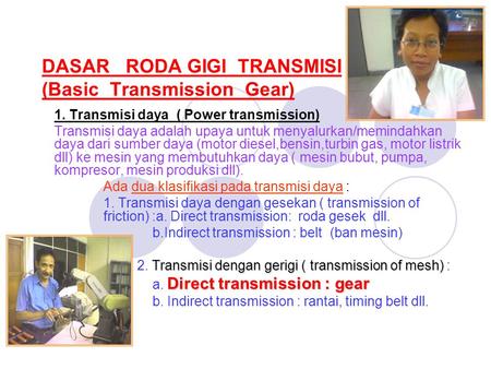 DASAR RODA GIGI TRANSMISI (Basic Transmission Gear)