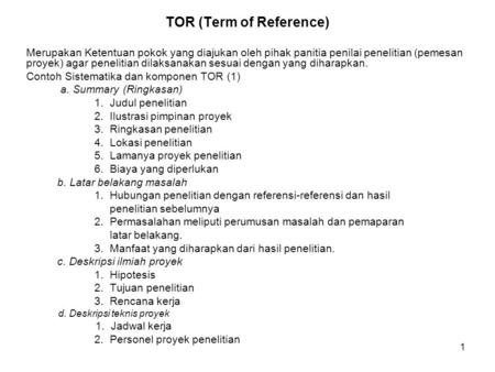 TOR (Term of Reference)