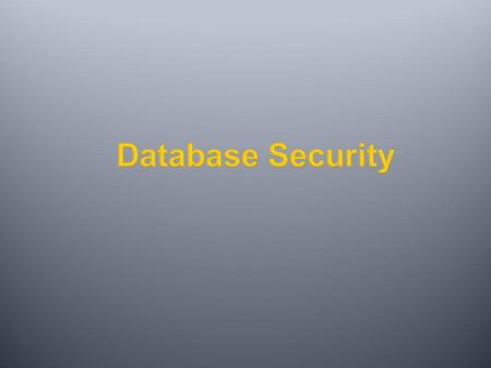 Database Security.