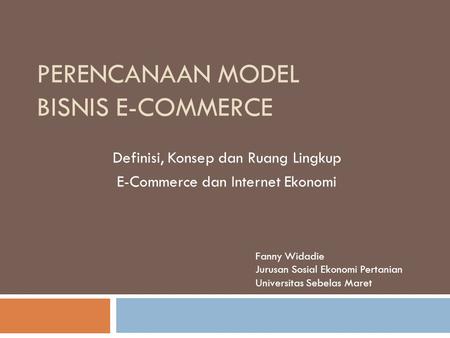 Perencanaan Model Bisnis E-Commerce