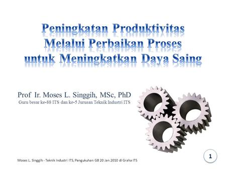 Prof  Ir. Moses L. Singgih, MSc, PhD