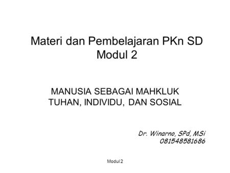 Materi dan Pembelajaran PKn SD Modul 2