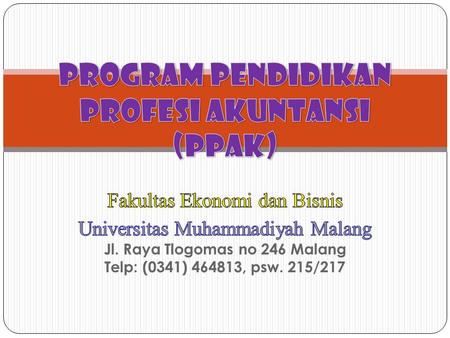 Program Pendidikan Profesi Akuntansi (PPAK)