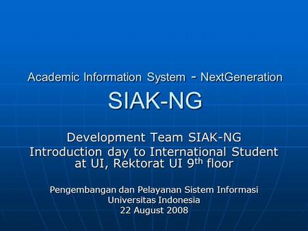 Academic Information System - NextGeneration SIAK-NG