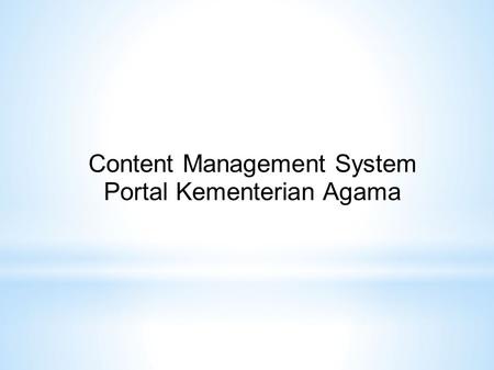 Content Management System Portal Kementerian Agama