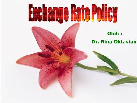 Exchange Rate Policy Oleh : Dr. Rina Oktaviani.
