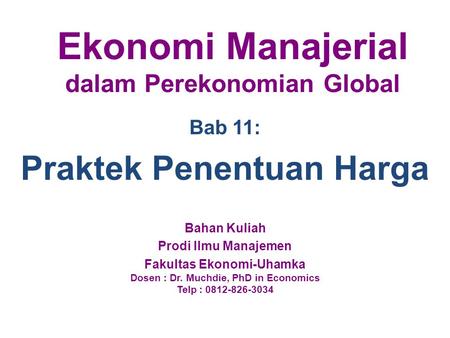 Ekonomi Manajerial dalam Perekonomian Global