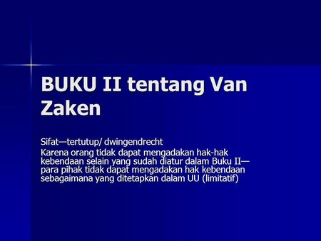 BUKU II tentang Van Zaken