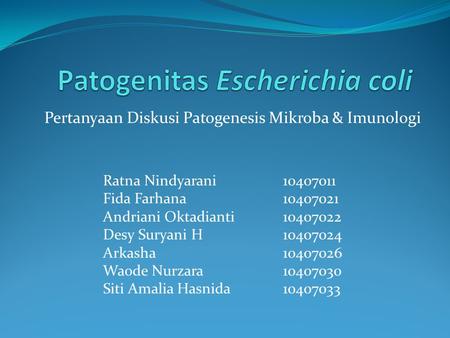 Patogenitas Escherichia coli