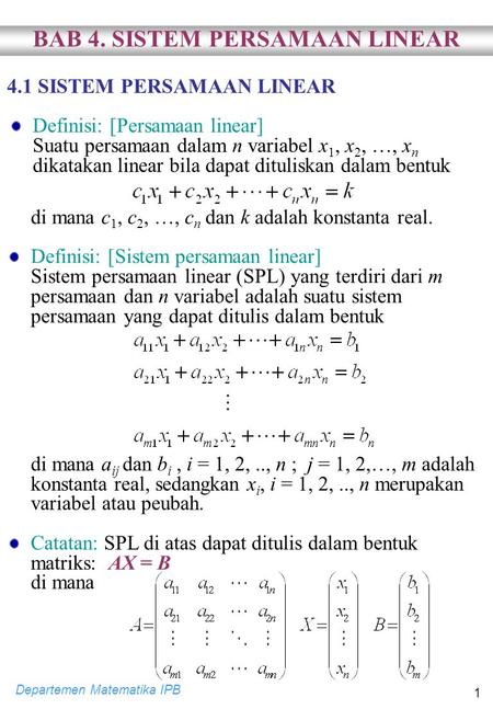 Sistem persamaan linear pdf