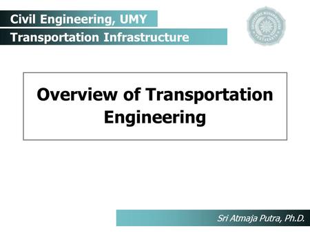 Overview of Transportation Engineering