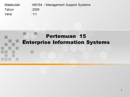 Pertemuan 15 Enterprise Information Systems